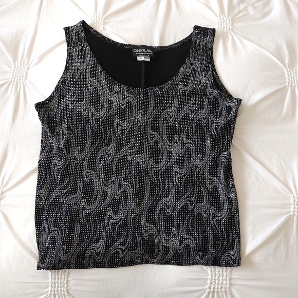 Onyx Nite Y2k sparkle printed sleeveless top. Size L - Picture 1 of 3